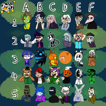 This is a facial expression sheet but I replaced the blank faces with assorted people from The Toxic Cesspit community